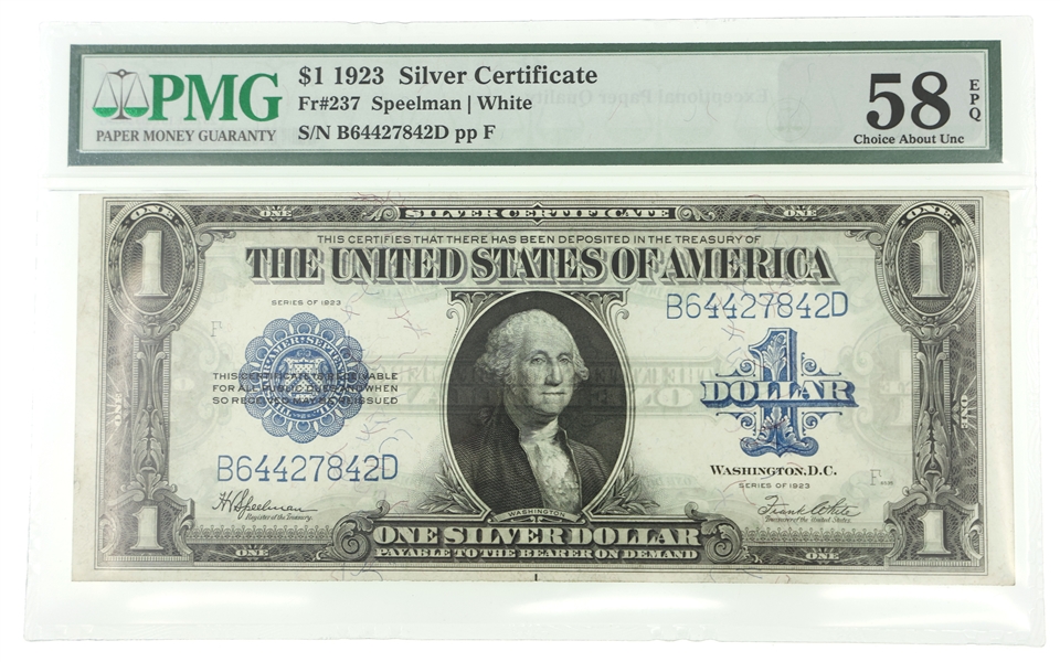 1923 US $1 SILVER CERTIFICATE Fr.237 PMG