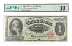 1886 US $1 SILVER CERTIFICATE NOTE Fr.215 PMG VF30
