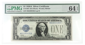 1928A US $1 SILVER CERTIFICATE Fr.1601 PMG CHOICE UNC64