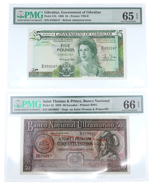 PORTUGAL & GILBRALTAR PMG GRADED BANKNOTES