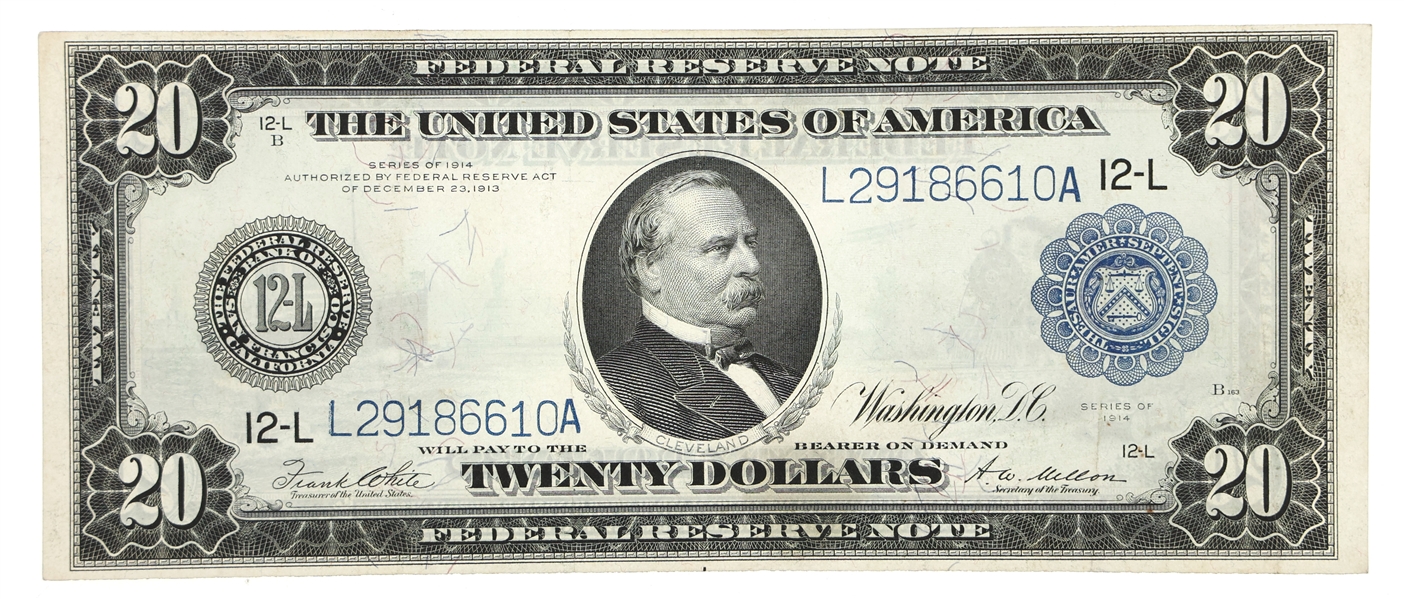 1914 US $20 FEDERAL RESERVE NOTE BLUE SEAL Fr.1011a