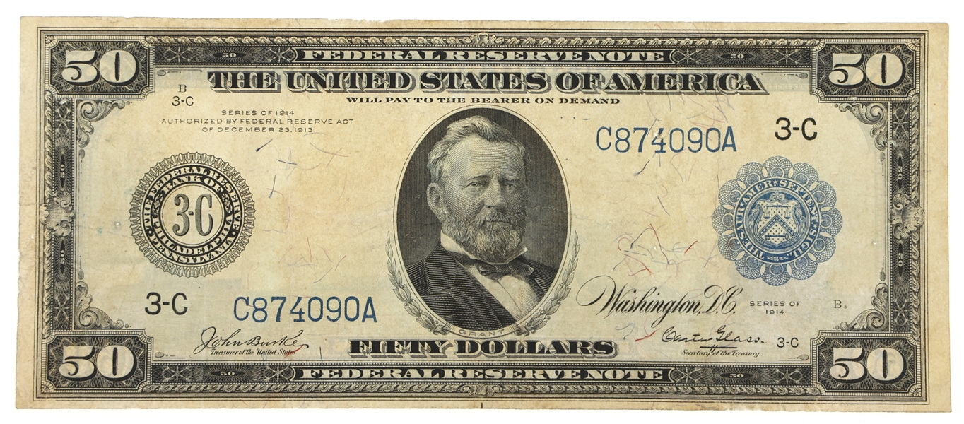 1914 US $50 FEDERAL RESERVE NOTE Fr.1033