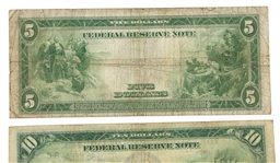 1914 US $5 $10 $20 FEDERAL RESERVE NOTES 