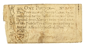1771 COLONIAL NORTH CAROLINA 1 POUND NOTE