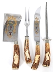 KLA-TRA-SO GERMAN STEEL HORN HANDLE CARVING SET