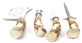 KLA-TRA-SO GERMAN STEEL HORN HANDLE CARVING SET