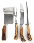 KLA-TRA-SO GERMAN STEEL HORN HANDLE CARVING SET