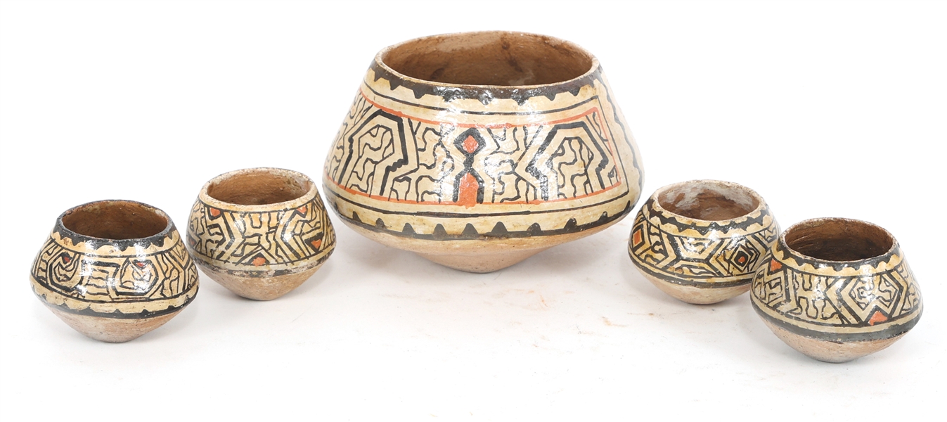 PERUVIAN SHIPIBO POTTERY VESSELS 