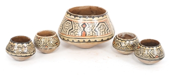 PERUVIAN SHIPIBO POTTERY VESSELS 