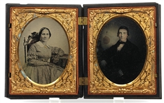DOUBLE 1/4 PLATE AMBROTYPE IMAGE OF FAMILY
