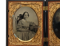 DOUBLE 1/4 PLATE AMBROTYPE IMAGE OF FAMILY