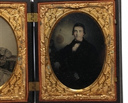 DOUBLE 1/4 PLATE AMBROTYPE IMAGE OF FAMILY