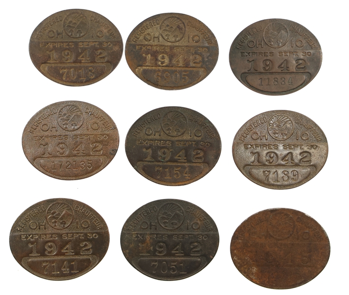 1940s OHIO REGISTERED CHAUFFER BADGES