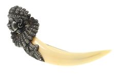 VICTORIAN FIGURAL SILVER BOAR'S TOOTH BROOCH