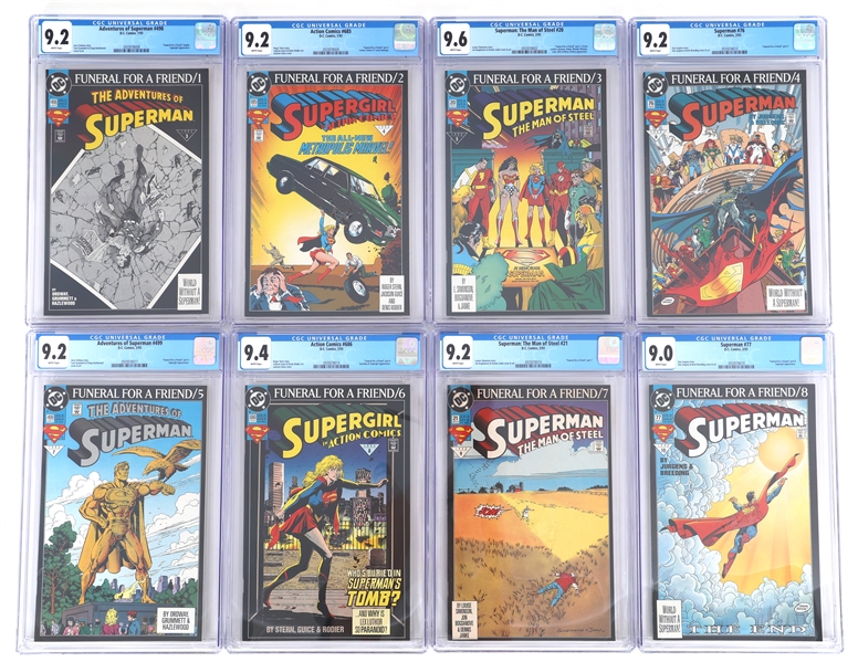 SUPERMAN FUNERAL FOR A FRIEND COMICS #1-8 CGC GRADED