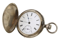 A.W. WALTHAM COIN SILVER POCKET WATCH