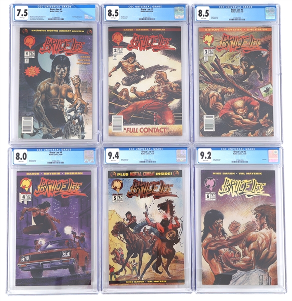 MALIBU BRUCE LEE COMIC BOOKS #1-6 CGC GRADED VF- TO NM