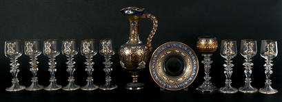 ART NOUVEAU GLASSES CLARET SAUCER FRITZ HECKERT & MORE