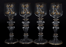 ART NOUVEAU GLASSES CLARET SAUCER FRITZ HECKERT & MORE