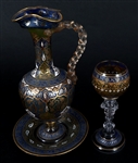 ART NOUVEAU GLASSES CLARET SAUCER FRITZ HECKERT & MORE