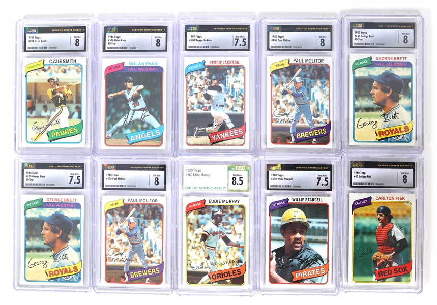 1980 TOPPS BASEBALL CARDS CSG GRADED