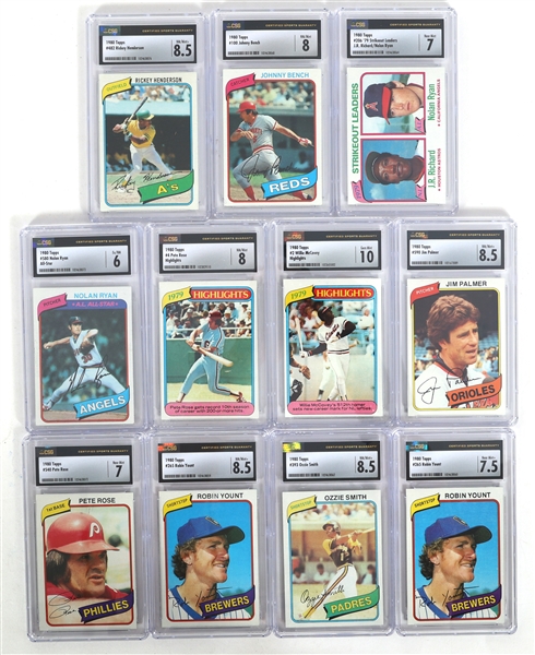 1980 TOPPS BASEBALL CARDS CSG GRADED