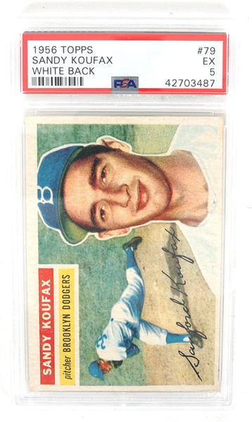 1956 TOPPS SANDY KOUFAX BASEBALL CARD PSA GRADED 5 EX