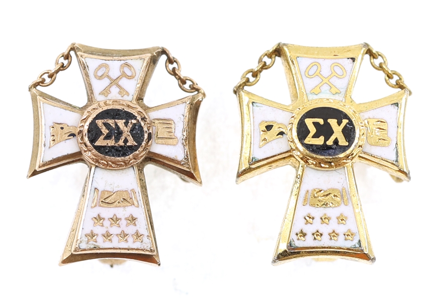 10K YELLOW GOLD SIGMA CHI FRATERNAL BADGE PINS