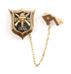10K YELLOW GOLD PERSHING RIFLES ENAMEL BADGE PIN