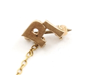 10K YELLOW GOLD PERSHING RIFLES ENAMEL BADGE PIN
