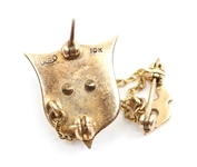 10K YELLOW GOLD PERSHING RIFLES ENAMEL BADGE PIN