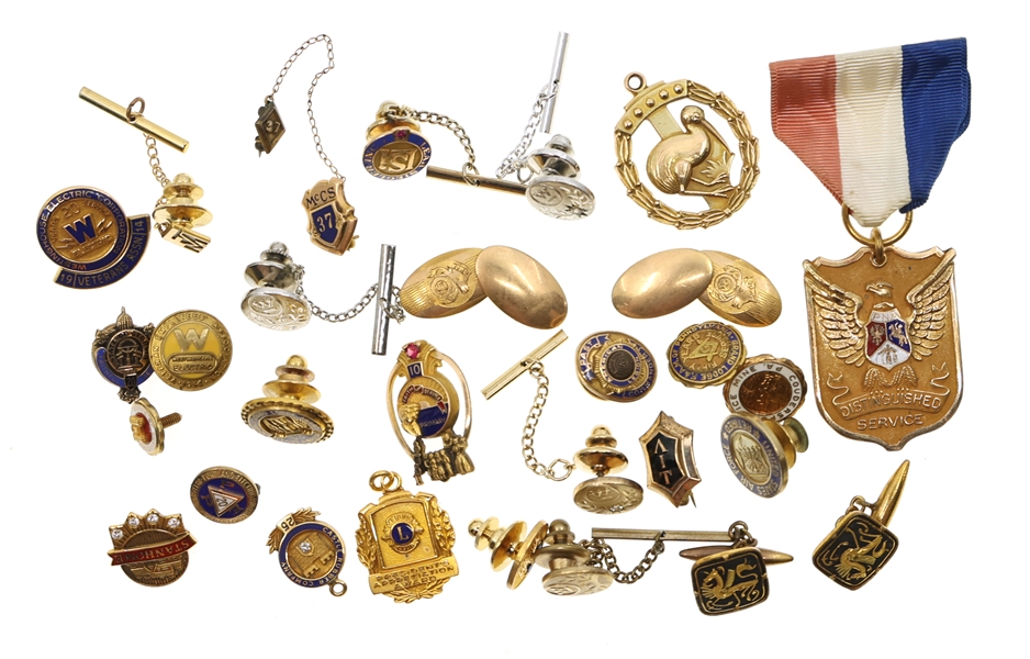 GOLD FILLED EMPLOYEE SERVICE MERIT BADGES, PINS, & MORE