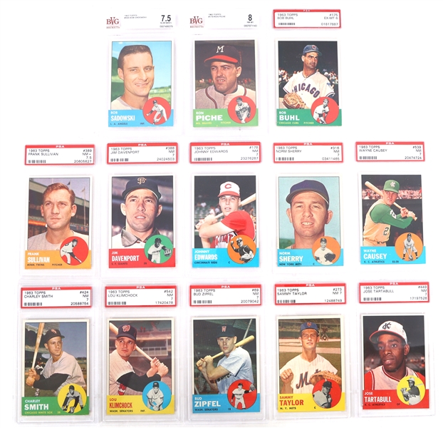 1963 TOPPS BASEBALL CARDS PSA AND BVG GRADED