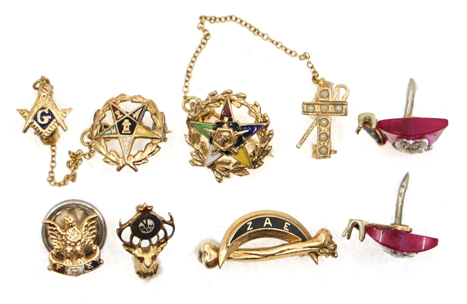 10K GOLD FRATERNAL SOCIETY LAPEL PINS