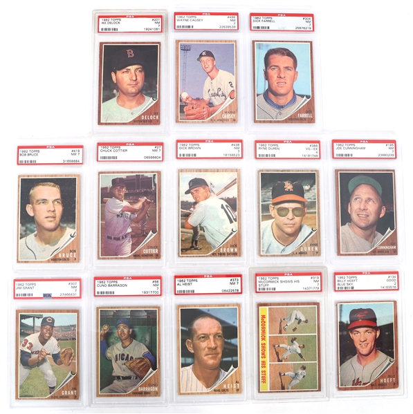 1962 TOPPS BASEBALL CARDS PSA GRADED