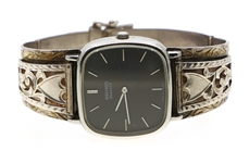 SEIKO WRISTWATCH WITH MEXICAN STERLING SILVER CUFF