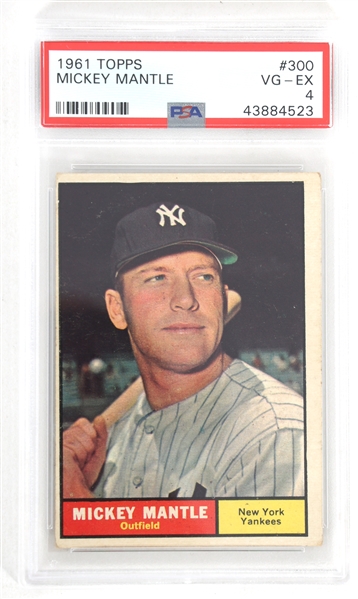 1961 TOPPS MICKEY MANTLE BASEBALL CARD PSA VG-EX 4