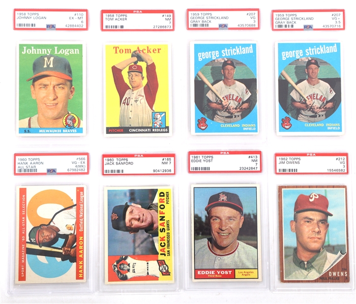 1958-1962 TOPPS BASEBALL CARDS PSA GRADED VG TO NM