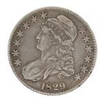 1829 US SILVER CAPPED BUST 50C HALF DOLLAR COIN