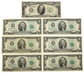 US $10 & SEQUENTIAL $2 FEDERAL RESERVE NOTES 