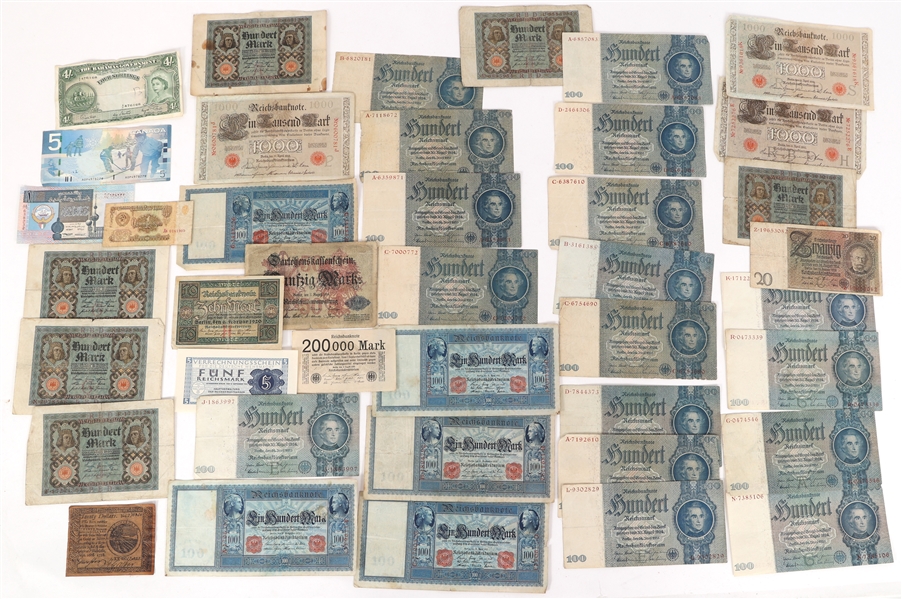 WWI GERMAN REICHSMARK & WORLD CURRENCY NOTES