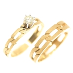 14K YELLOW GOLD DIAMOND SOLITAIRE RING & MATCHING BAND