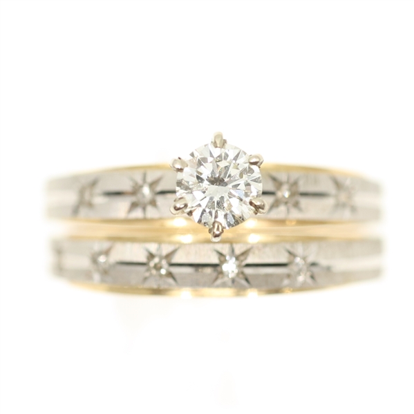 14K TWO-TONE GOLD & 0.50 CTW DIAMOND WEDDING SET