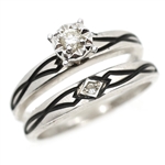 14K WHITE GOLD & DIAMOND MATCHING WEDDING RING SET