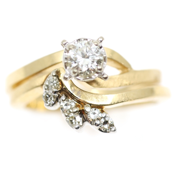 LADIES 14K YELLOW GOLD 0.40 CTW DIAMOND WEDDING SET