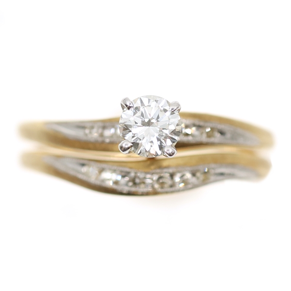 14K TWO-TONE GOLD & 0.40 CTW DIAMOND WEDDING SET