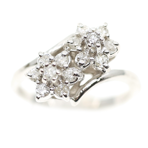 14K WHITE GOLD 0.38 CTW DIAMOND CLUSTER RING 