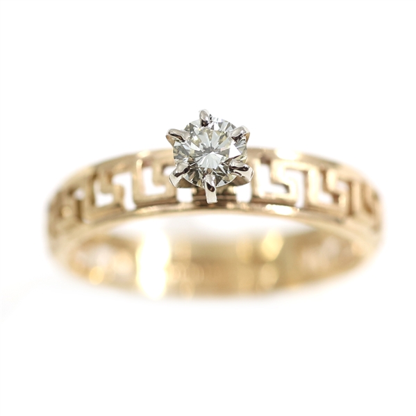 14K YELLOW GOLD 0.25 CT ROUND DIAMOND SOLITAIRE RING