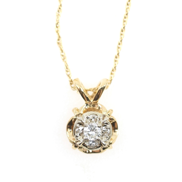 14K YELLOW GOLD 0.20 CTW DIAMOND PENDANT WITH CHAIN