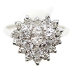 14K WHITE GOLD 0.90 CTW DIAMOND HEART-CLUSTER RING